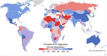 Мировая карта депрессии.